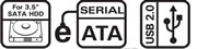 USB2.0�����eSATA�𓋍ځBUSB2.0��480Mbps �AeSATA��3Gbps