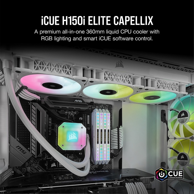 iCUE H150i ELITE CAPELLIX WHITE + ファンセット