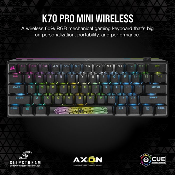 CORSAIR、ワイヤレス対応60％メカニカルゲーミングキーボード「CORSAIR K70 PRO MINI WIRELESS」発売