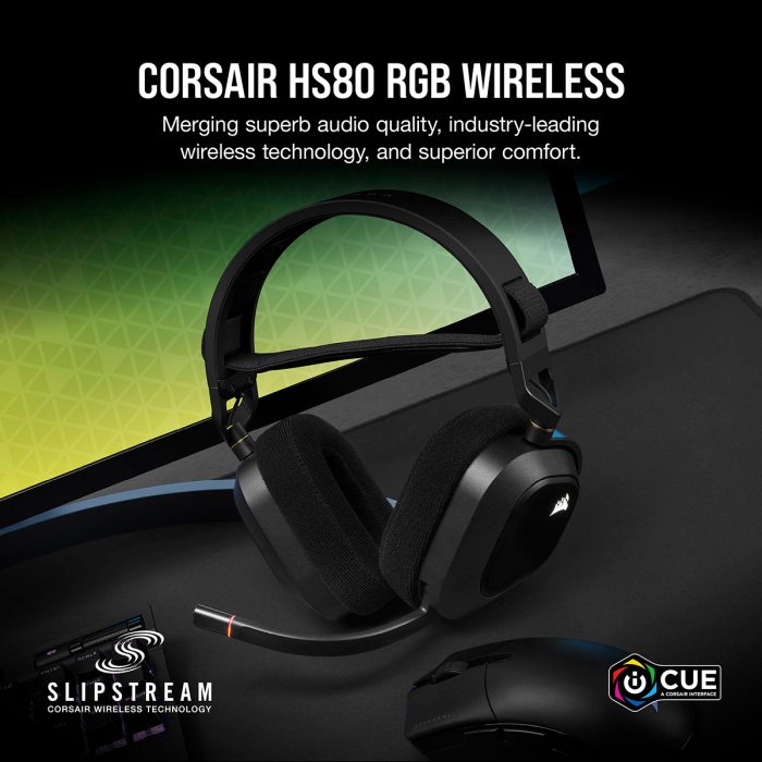 CORSAIR、SLIPSTREAM WIRELESS 対応プレミアムゲーミングヘッドセット 「HS80 RGB WIRELESS」発売