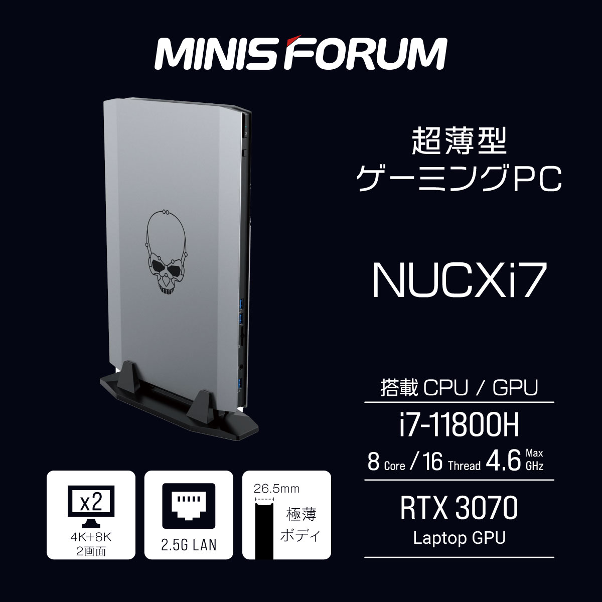 MINISFORUM nucxi7　1TB+512GB追加　メモリ32GB
