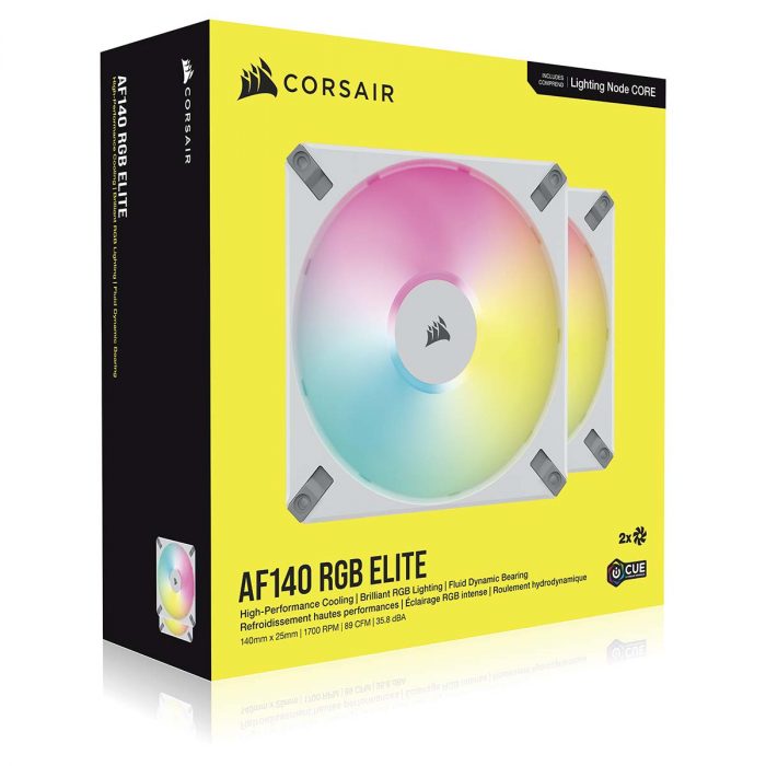 CORSAIR AF140 RGB ELITE 2個入り iCUE AF140 RGB ELITE 140mm PWM Dual Fan Kit - White
