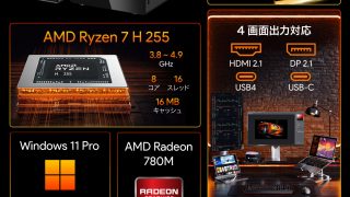 GMKtec、AMD Ryzen™ 7 H 255搭載 高性能ミニPC「NucBox K12」発売
